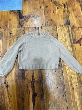 GAP Cropped Crewneck Sweater in Brown Taupe Size Small